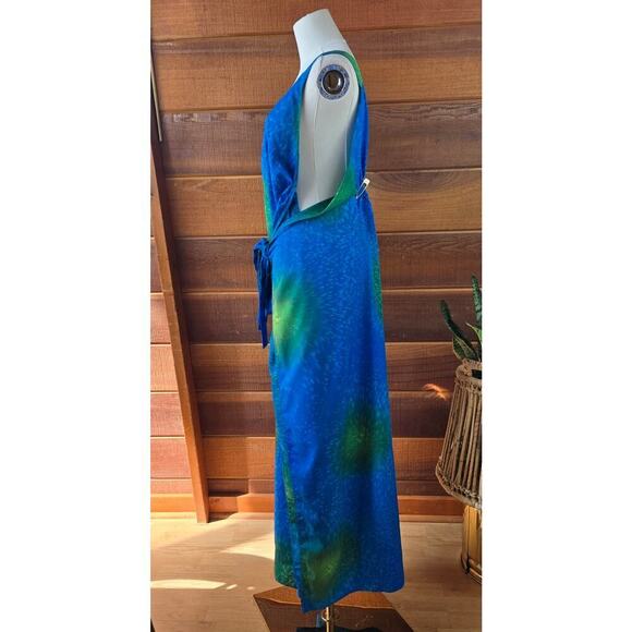 Indian Tropical Vintage Beach Wrap Maxi Dress Free Size Boho Hawaiian Vacation - Picture 3 of 11
